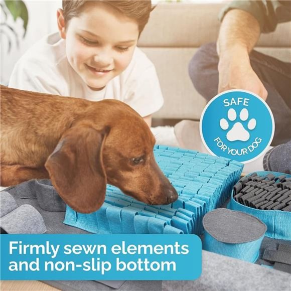Snuffle Mat for Dogs - 10 Training Elements and 3 Difficulty Levels - (Blue) - Picture 6 of 6
